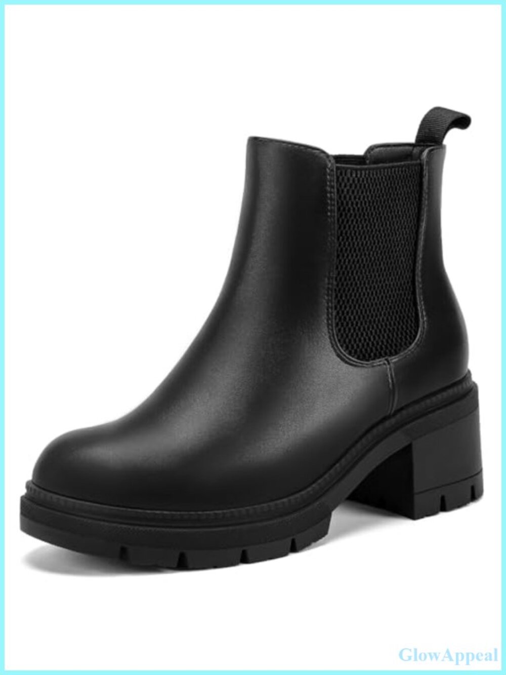Wide Width Slip On Chelsea Ankle Boots Faux Leather Block Heel